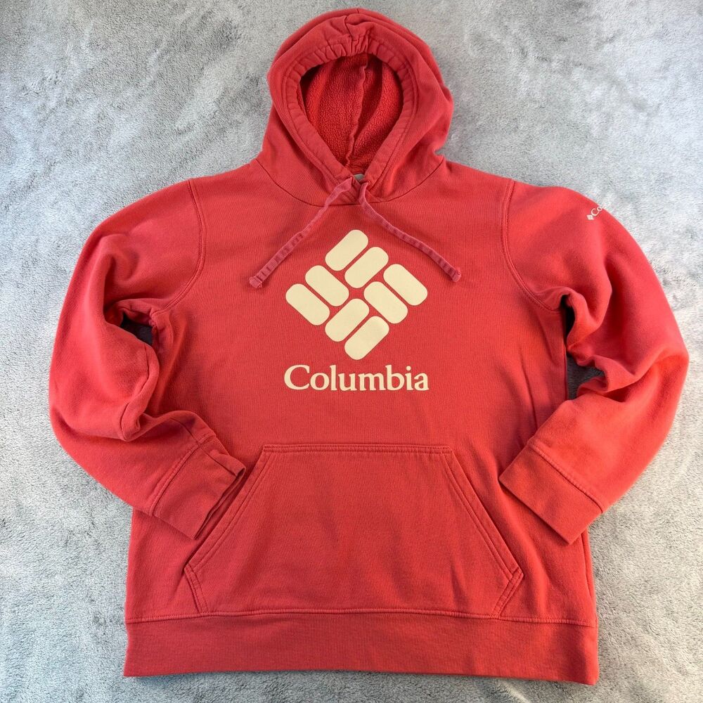 Columbia Sportswear Hoodie Women's M Bubblegum Pink Logo Fleece Pullover
